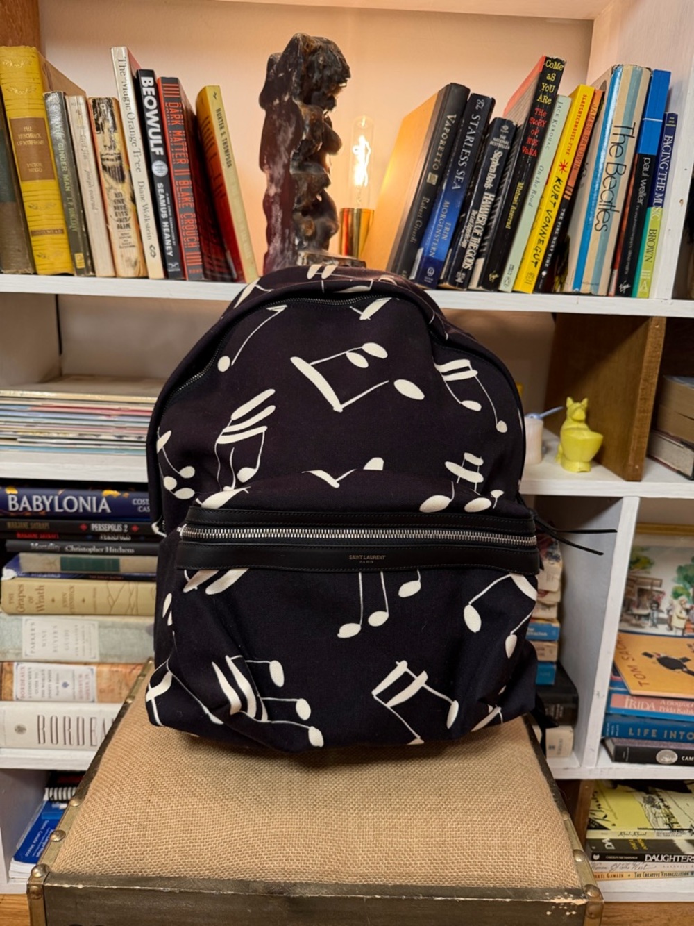 Saint Laurent Black Musical Note Canvas Backpack
